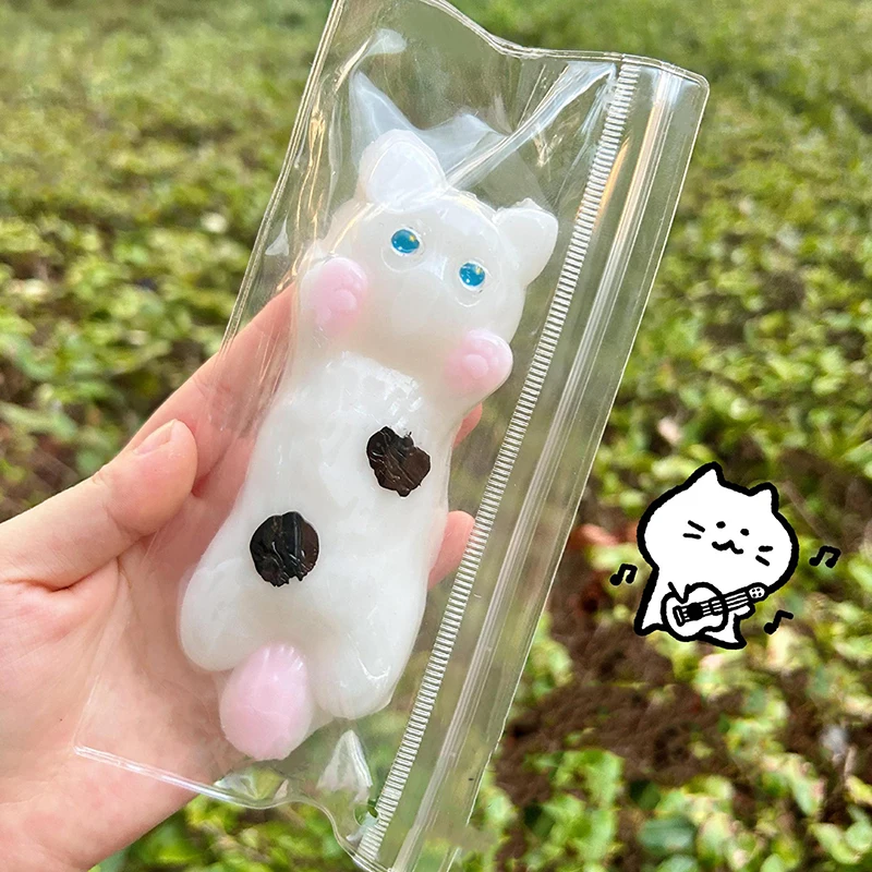 1PC Mini Kawaii Silikon Kleine Faule Katze Spielzeug Nette Kuh Katze Dekompression Vent Squeeze Prop Kinder Geschenk