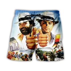 Bud Spencer Terence Hill 3D Print Beach Shorts Men Women New Oversized Surfing Board Sport Pants Swimsuits Trunks Kids Clothing