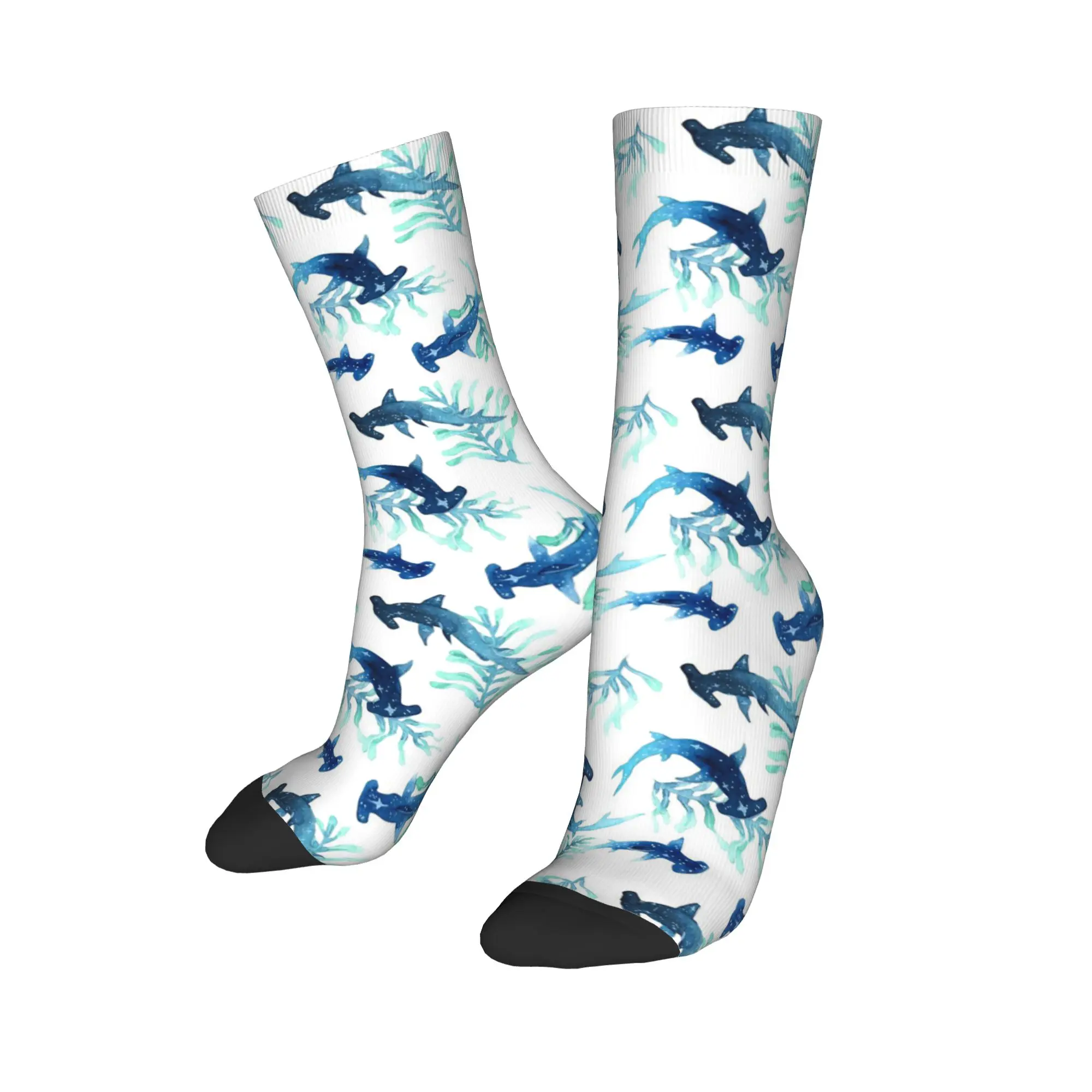 

Носки на все сезоны с рисунком акулы-молотоблазна, длинные носки в стиле Харадзюку, хип-хоп, аксессуары для мужчин и женщин, рождественские подарки