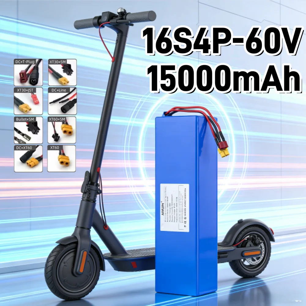 

15Ah 60V 16s4p lithium-ion battery pack 60V 15000mAh 2000W electric battery, built-in 50A BMS+charger