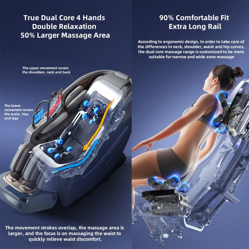4D Smart Sensory Dual Movement SL-Track Massage Chair Thai Stretch Electric Leg Lift Leisure Sofa Zero Gravity Home Office Chair