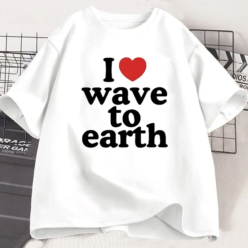 

Женская футболка с круглым вырезом и короткими рукавами с 3D-принтом I Love Wave To Earth, дышащий, быстросохнущий, свободный и удобный топ Y2k