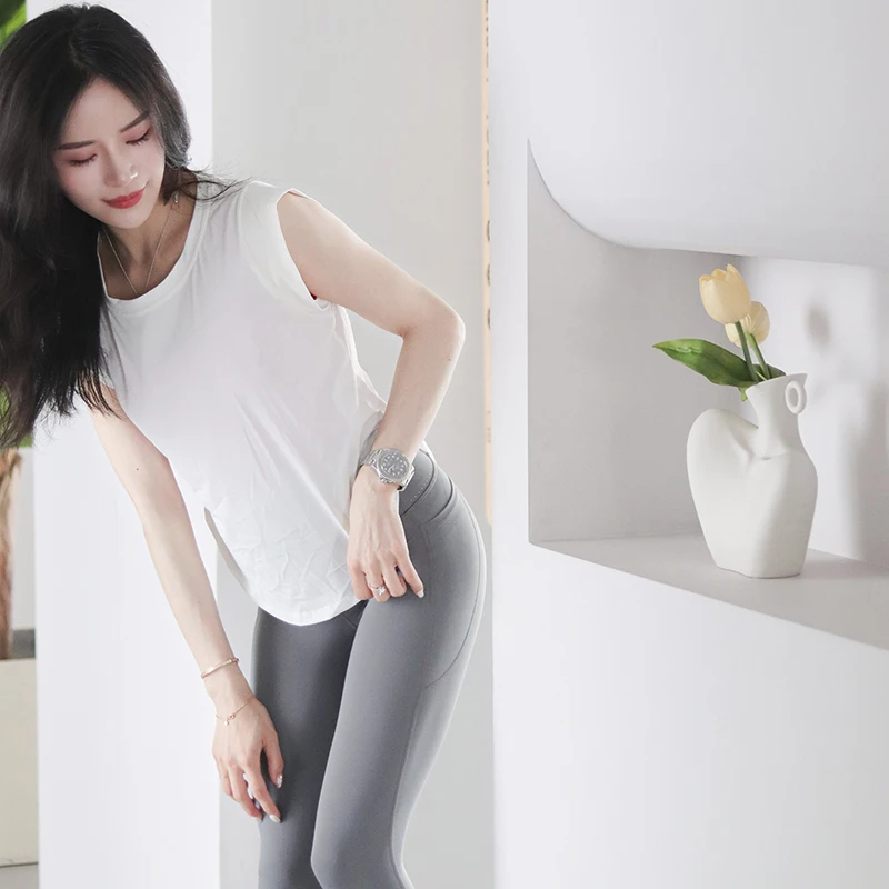 

Женский спортивный топ без рукавов из сетчатой быстросохнущей ткани для йоги, дышащая свободная футболка для фитнеса, активная одежда