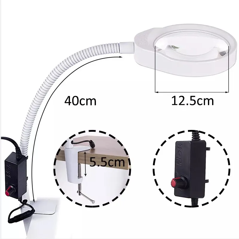 3X 5X 8X 10X20X Illuminating Magnifying Glass Loupe Lamp for Reading Soldering Welding Repair Table Lamp Skincare Beauty Tool