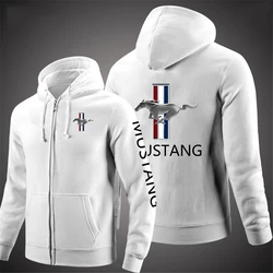 Mustang 2024 Men's New Printing Solid Color Zipper Hooded Long Sleeve Jacket Casual Harajuku Sweatshirt Hoodie Pullover Tops