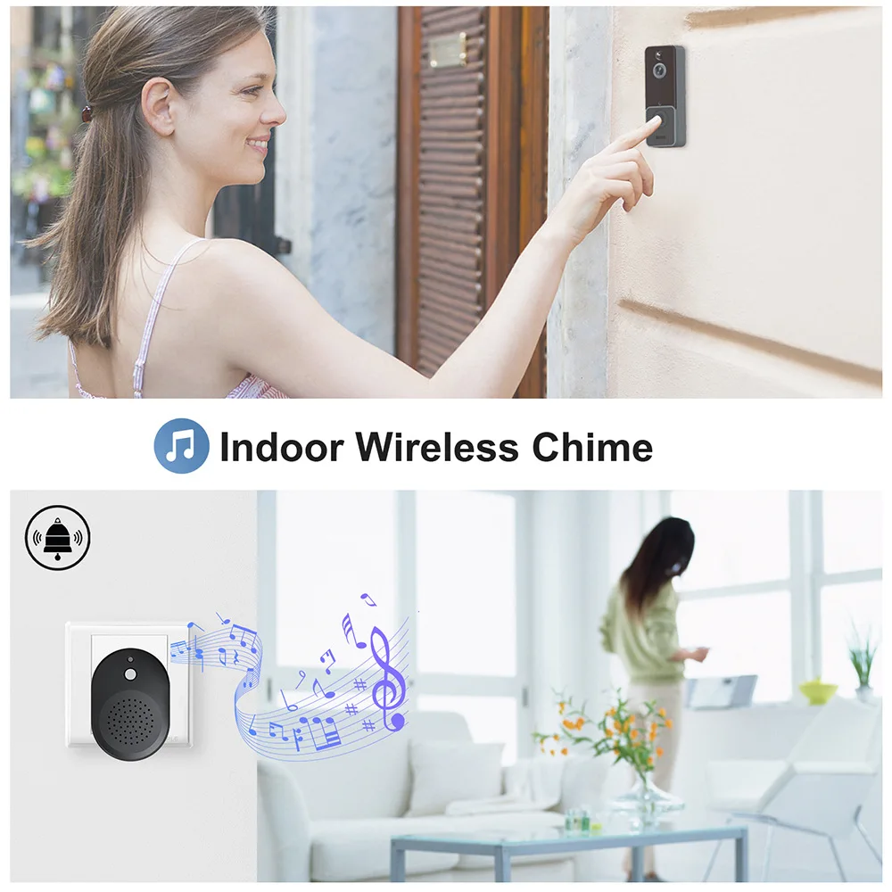 WiFi Video Camera Chuông Cửa Nhà Thông Minh Ngoài Trời Chuông Cửa Liên Lạc Nội Bộ Phát Hiện Chuyển Động Nhìn HD Bảo Vệ An Ninh