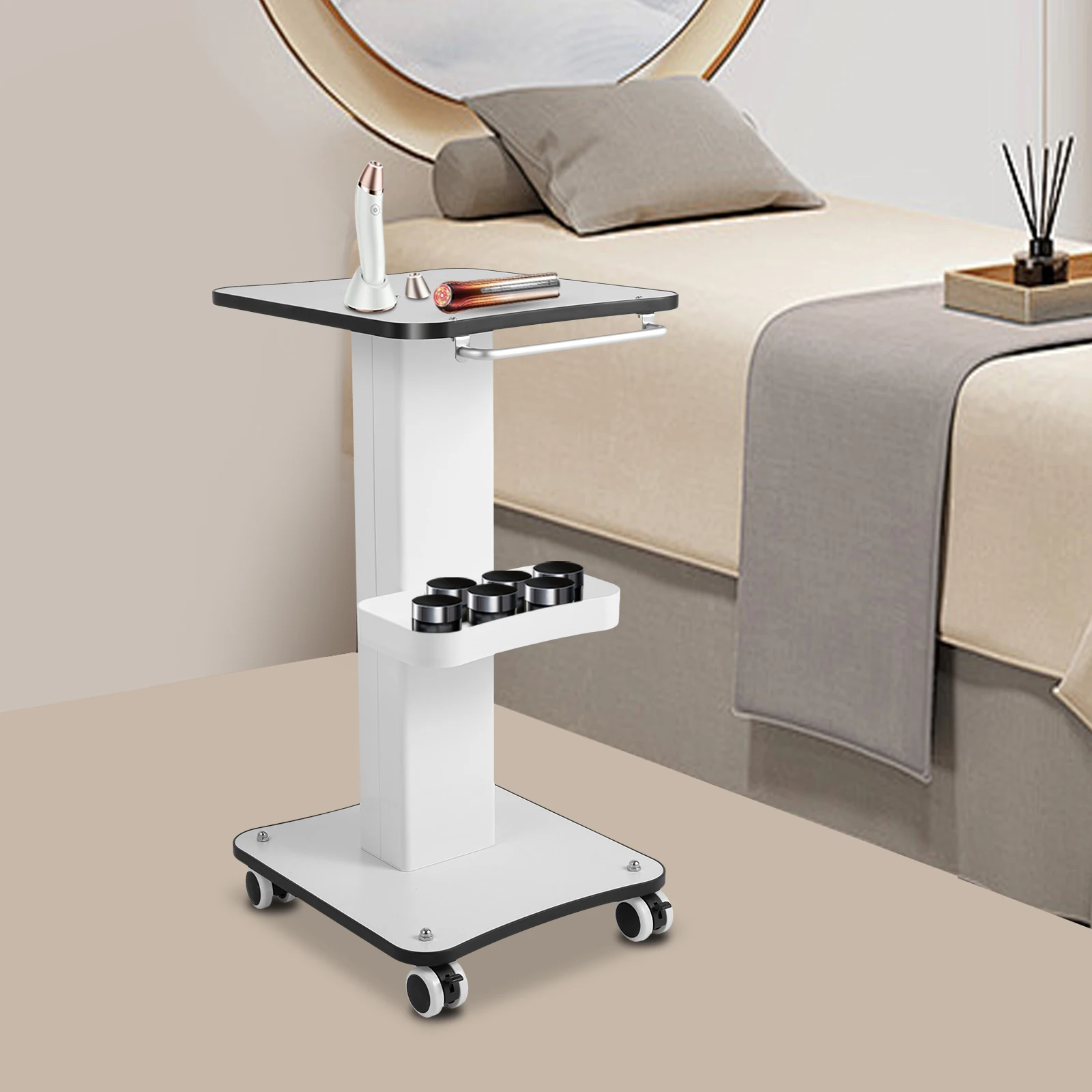 عربة تجميل مكونة من 3 طبقات، عربة تصفيف الشعر، عربة صالون مع 4 عجلات، عربة دوارة لمستحضرات التجميل، أقصى قدرة تحميل 15 كجم #3