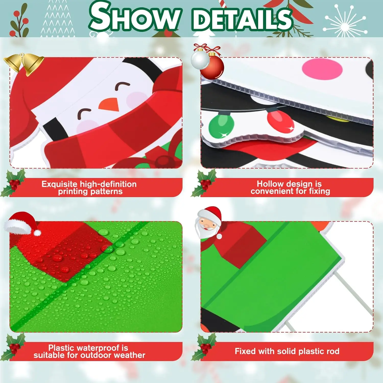 6 Piece Penguin Yard Signs - Christmas & Holiday Outdoor Decor for Home, Lawn, Pathway, Walkway, Porch & Garden Themed Parties