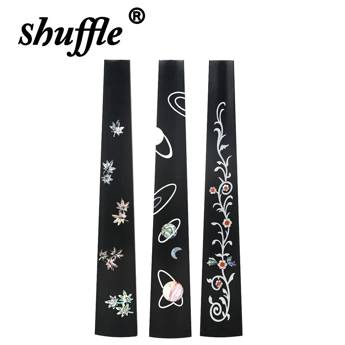 4/4 바이올린 지판 흑단판 화려한 패턴 27cm 다채로운 조개껍질 수공예 조각 바이올린 플럭 액세서리