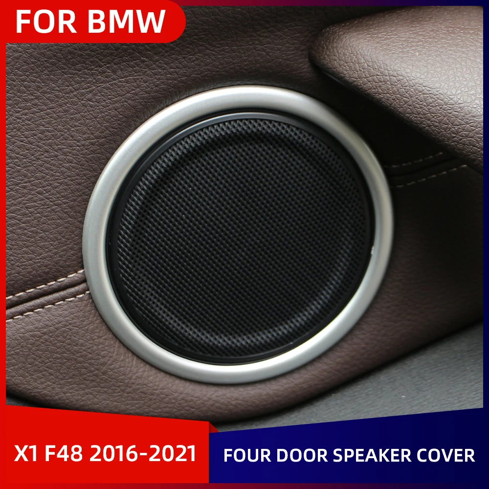 4pcs/Set Four Door Speaker Cover Ring Trim Sticker for BMW X1 F48 2016 2017 2018 2019 2020 2021 2022 Car Interior Accessories