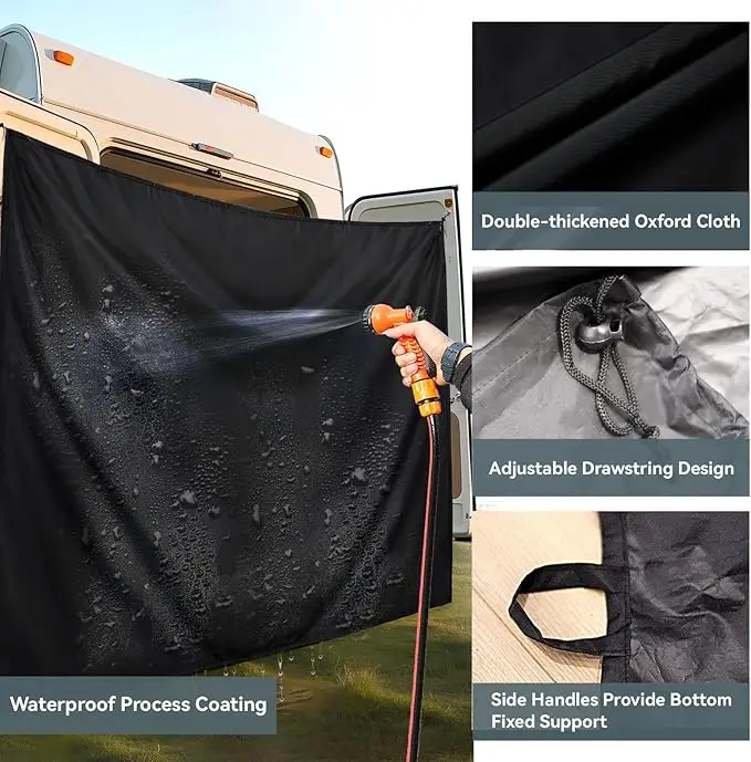 For Camper Van Barn Door Cover For Outdoor RV Shower Curtain With Hooks Adjustable Waterproof Rear Door Shower Privacy Curtain