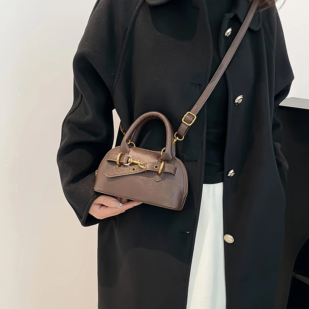 

Винтажная мини-сумка Boston из искусственной кожи, многофункциональная сумка через плечо с золотистой фурнитурой для ежедневных поездок и прогулок