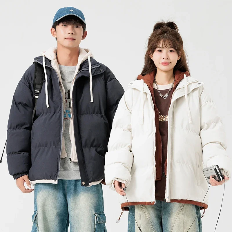 

Two Sets of Cotton-padded Jackets for Men in Winter Thick Hooded Warm Cotton-padded Jackets for Both Men Women Jackets Teenager