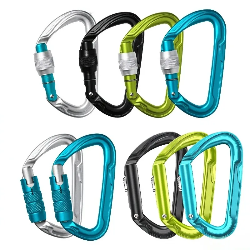 Lightweight Aluminum Alloy D Shape Locking Carabiner Outdoor Rock Climbing Mountaineering Rope Rescue Safety Main Buckle