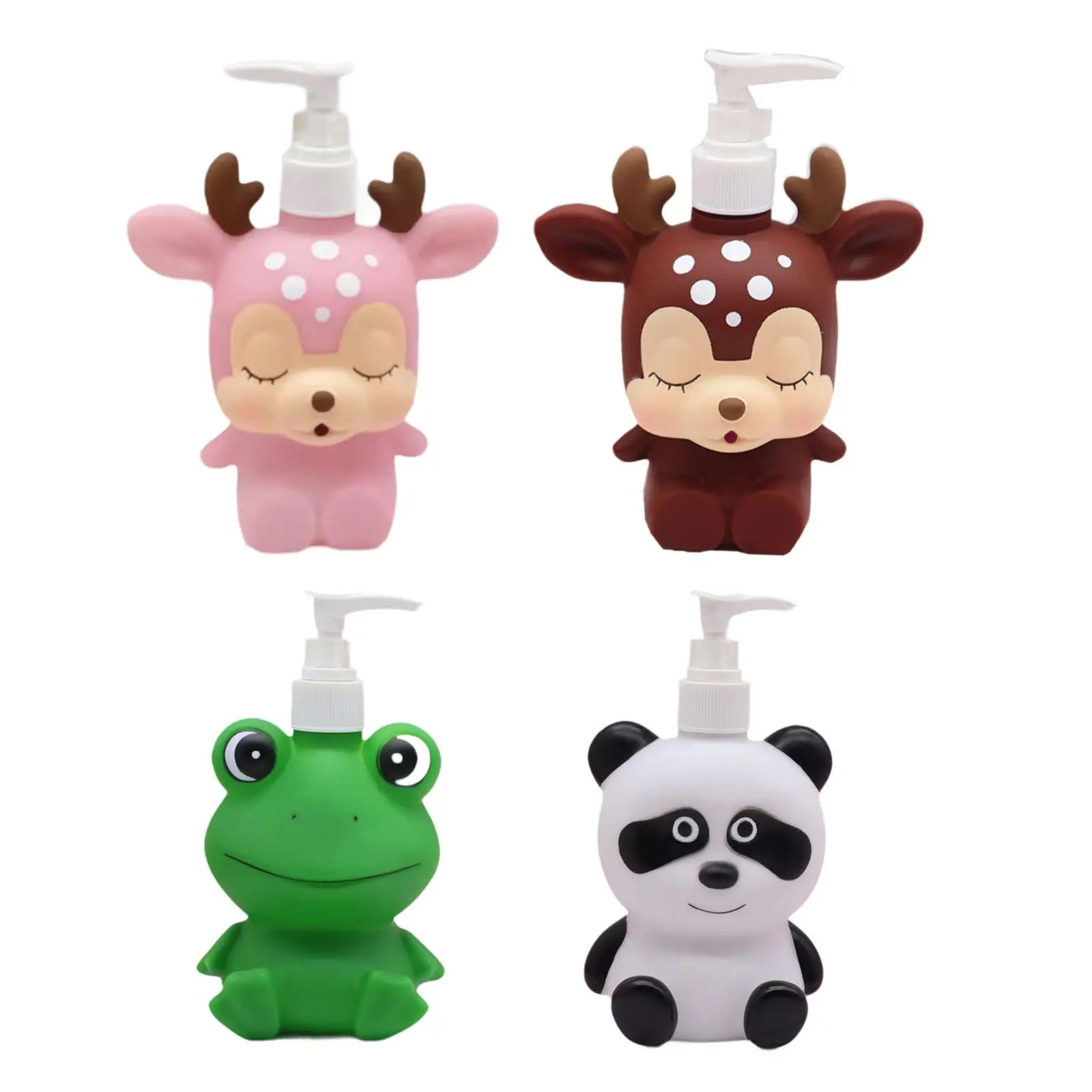 

Мультяшная виниловая бутылка для лосьона с насосом для детей, многоразовый дозатор мыла, набор аксессуаров для ванной комнаты, розовый