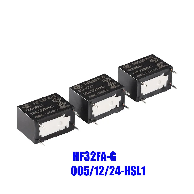 HF32FA-G 005-HSL1 012-HSL1 024-HSL1 5V 12V 24V 4Pin 10A/250VAC Power Relay Normally Open Relay