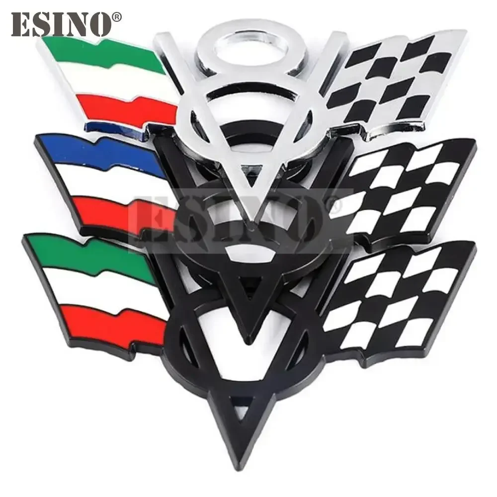 QA Car Styling V8 Italy France Germany England America US Flag Badge Metal Zinc Alloy Car Badge Body Fender Adhesive Emblem