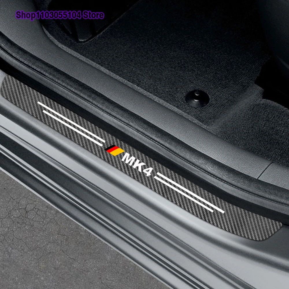 4pcs Carbon Fiber Car Door Sill Sticker For Volkswagen VW GOLF 4 5 6 7 MK7 MK4 MK5 MK6 MK1 MK2 MK3 MK8