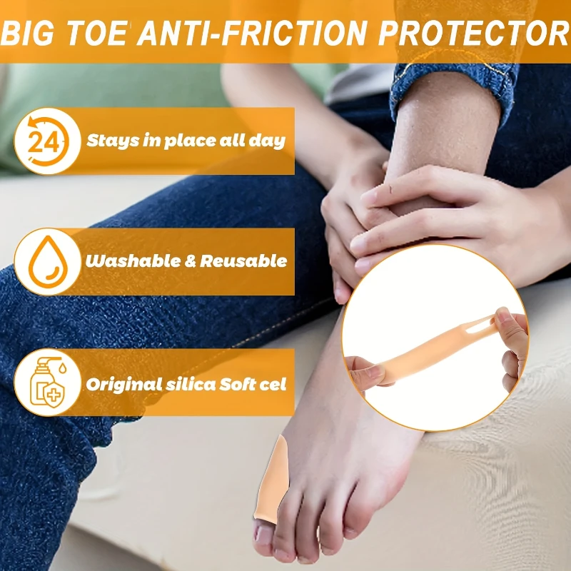 2pcs Gel Toe Protection Pads Soft Durable Anti-Slip Toe Protection Pads Toe Friction Cushion Pads Home Accessories