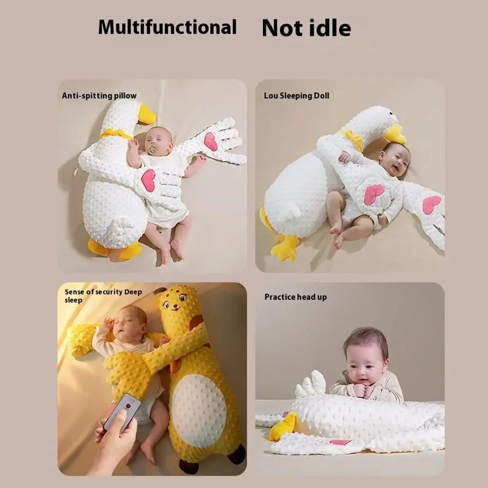 โอบกอดและนอนหลับเด็ก Soothing Palm Micropressure Soothing Baby Big White Goose Exhaust Pillow รีโมทคอนโทรลตี