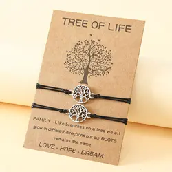 2023 New Life Tree Card Bracelet Versatile Alloy Family Life Tree Weaving Bracelet Gift Wholesale