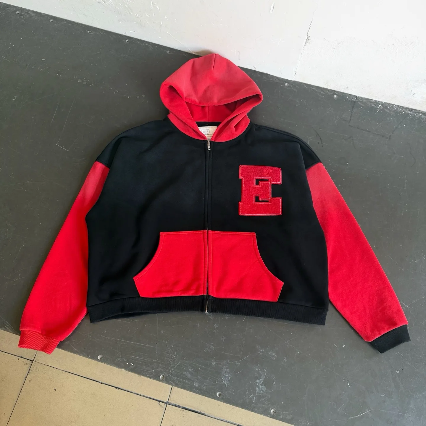 Patchwork ERL Towel Patches Logo E Hoodie Men Women High Quality Hooded Pullover