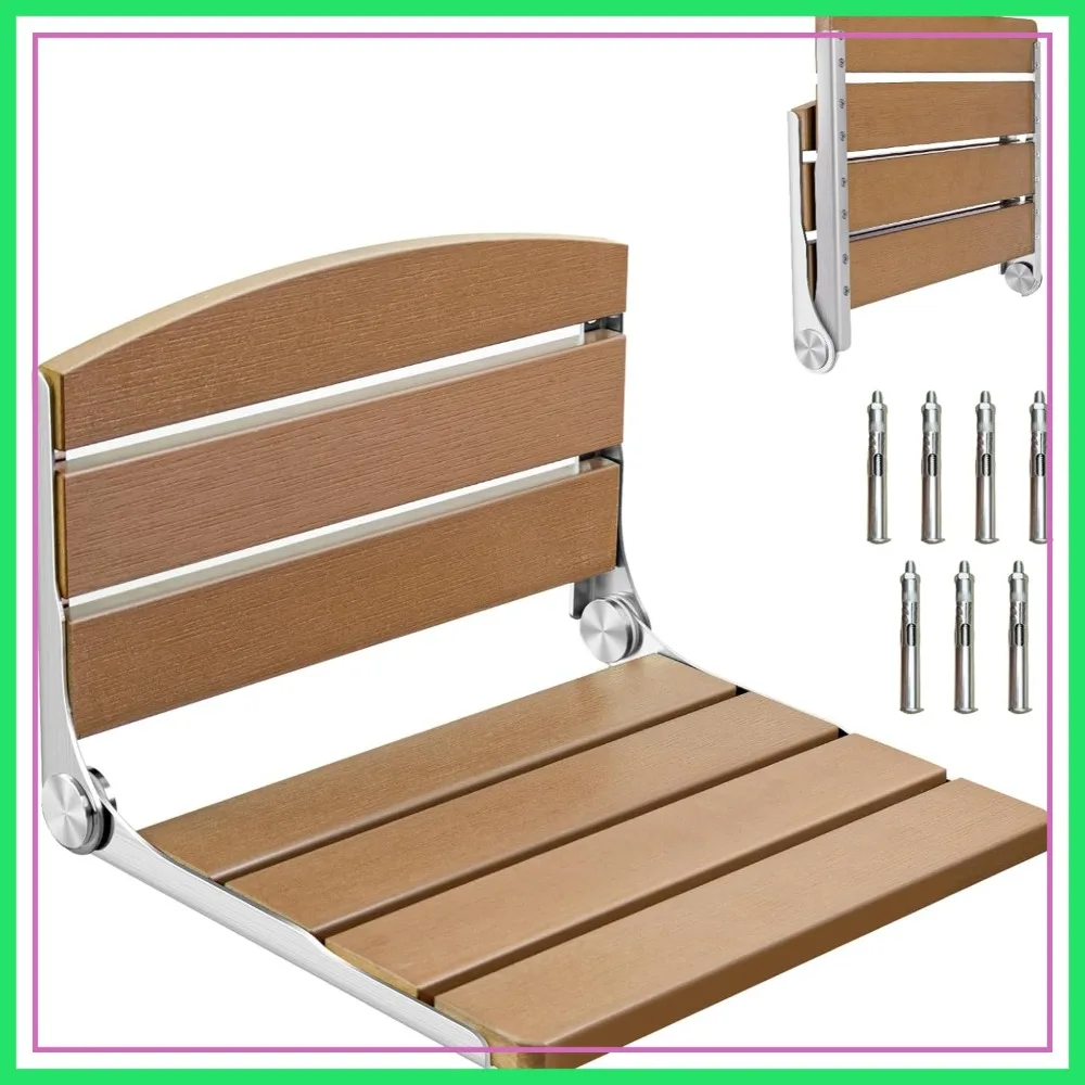 

Foldable Shower Chair 16" Wall Mounted, Stainless Steel Safety Seat for Elderly, 400lb Capacity