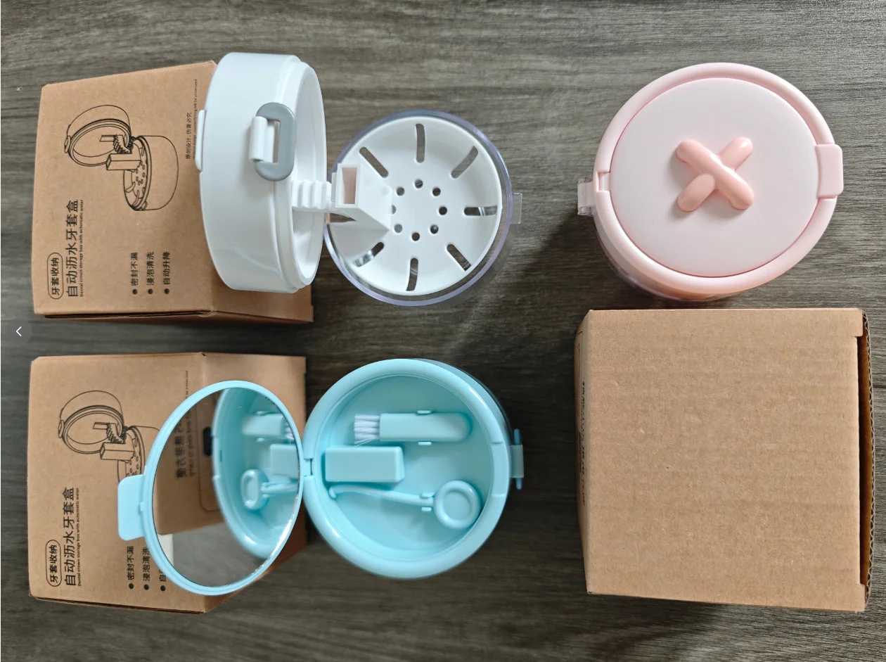 Drei-in-Eins Multifunktions-Zahnspangenaufbewahrungsbox, neues Design, Reinigungs- und Abtropfbox für kieferorthopädische Geräte – Detail 14