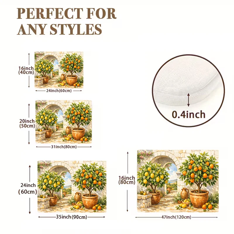 Mediterranean Citrus Fruit Welcome Mat Polyester Outdoor Doormat Italian Garden Path Porch Rug Summer Entrance Mat Decor Gifts