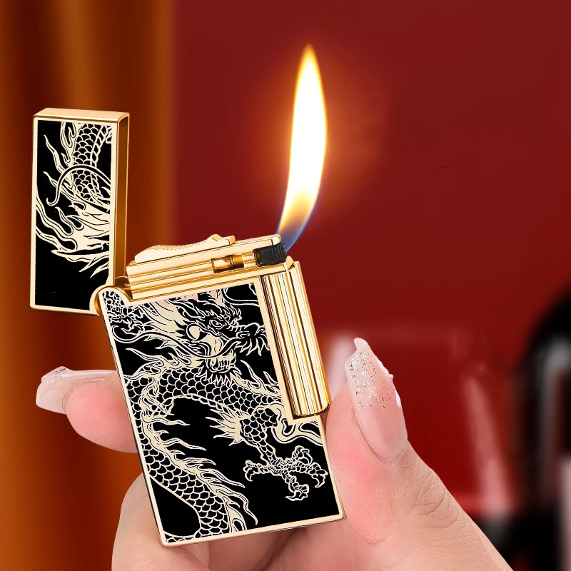 2025 NEW Metal Retro Side Sliding Wheel Lighter Open Flame Cigarette Lighter Mini Butane Gas Lighters Smoking Accessories