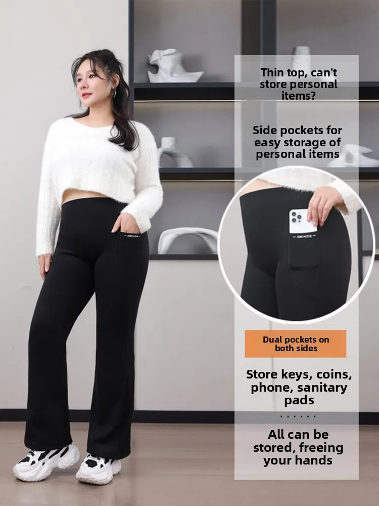 Pantaloni arca foderati in Fce taglie forti Pantaloni da yoga per abbigliamento da esterno da donna Pantaloni lunghi caldi invernali a vita alta in nylon misto spandex