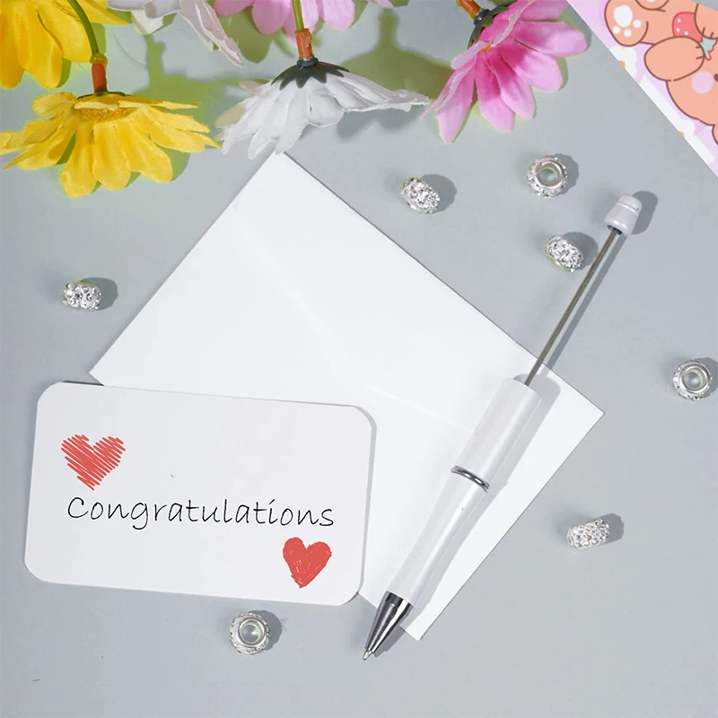 플라스틱 구슬 볼펜, 검은색 잉크, 귀여운 DIY 펜, 사무실 학교 용품, 선물용 구슬 펜, 10-100 개