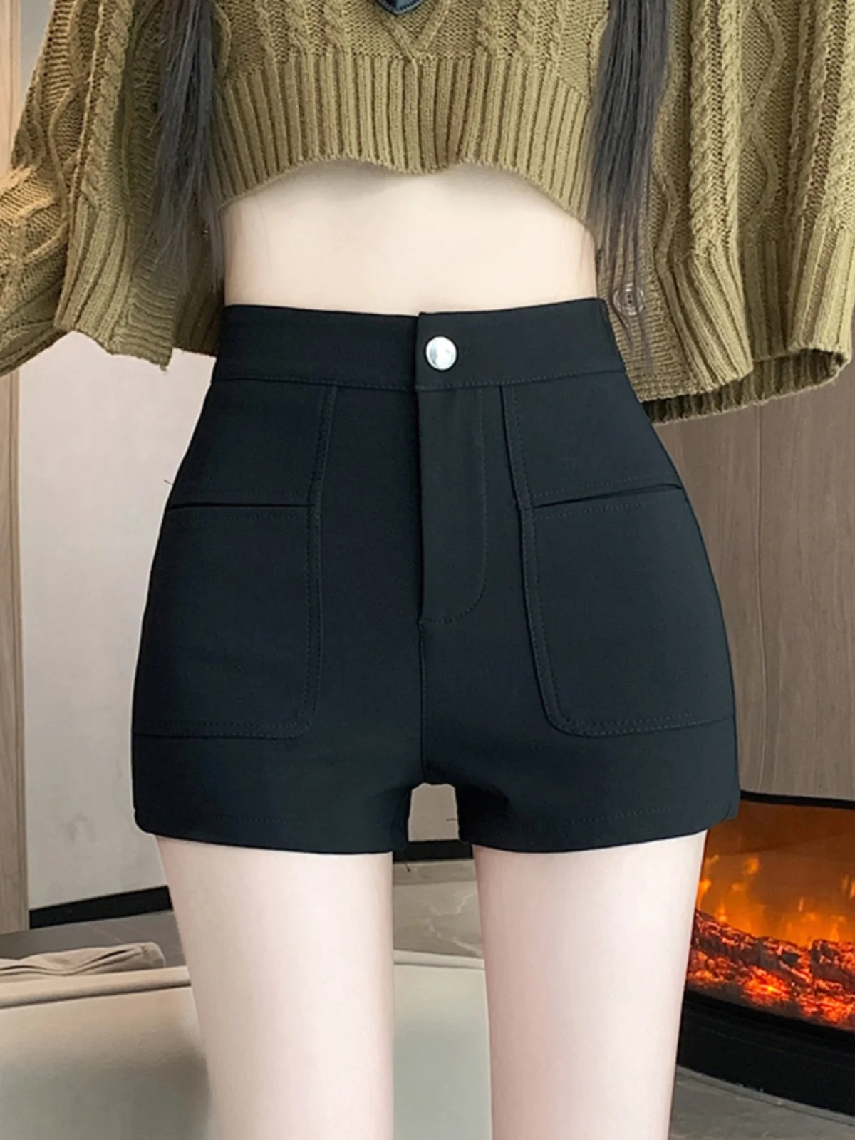 بنطلون نسائي عالي الخصر للربيع والصيف، تصميم جديد نحيف، طبقة أساسية مرنة، بنطلون كاجوال واسع الساق من ألياف البوليستر