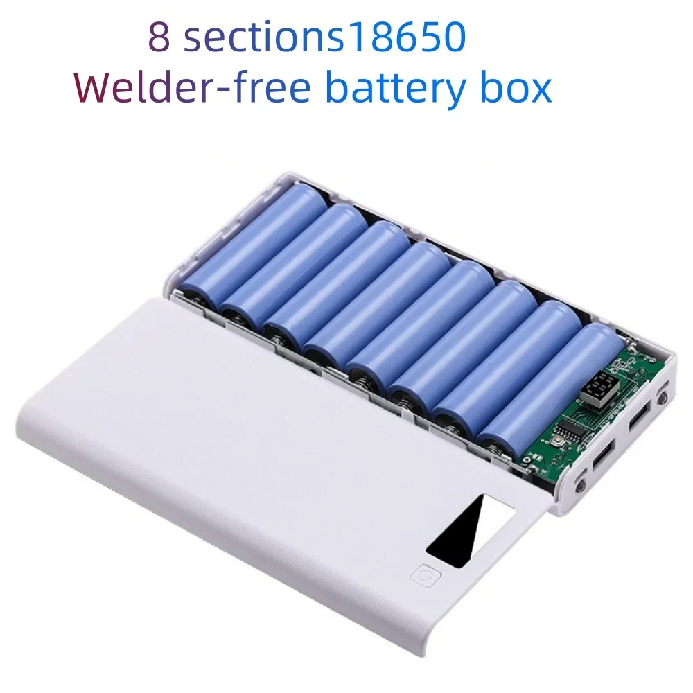 USB Power Bank Battery Charge Box 8*18650 Battery Charger Box Digital display panel Fast Charging with LED Digital Display Light