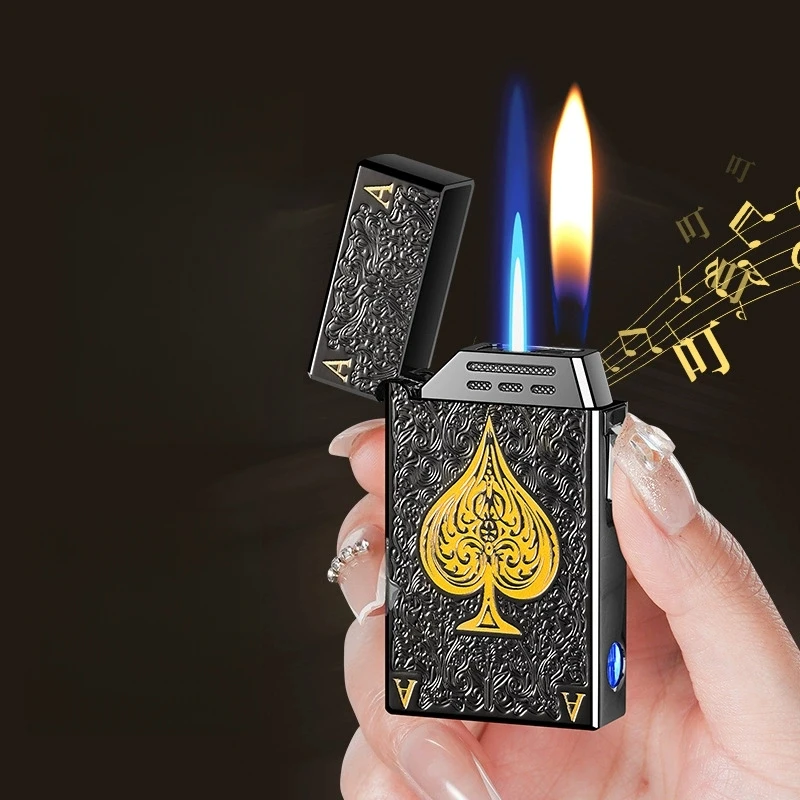 

New Intelligent Dual Fire Conversion Inflatable Lighter Windproof Direct Spray Four Ignition Methods Lighter Men's Gift