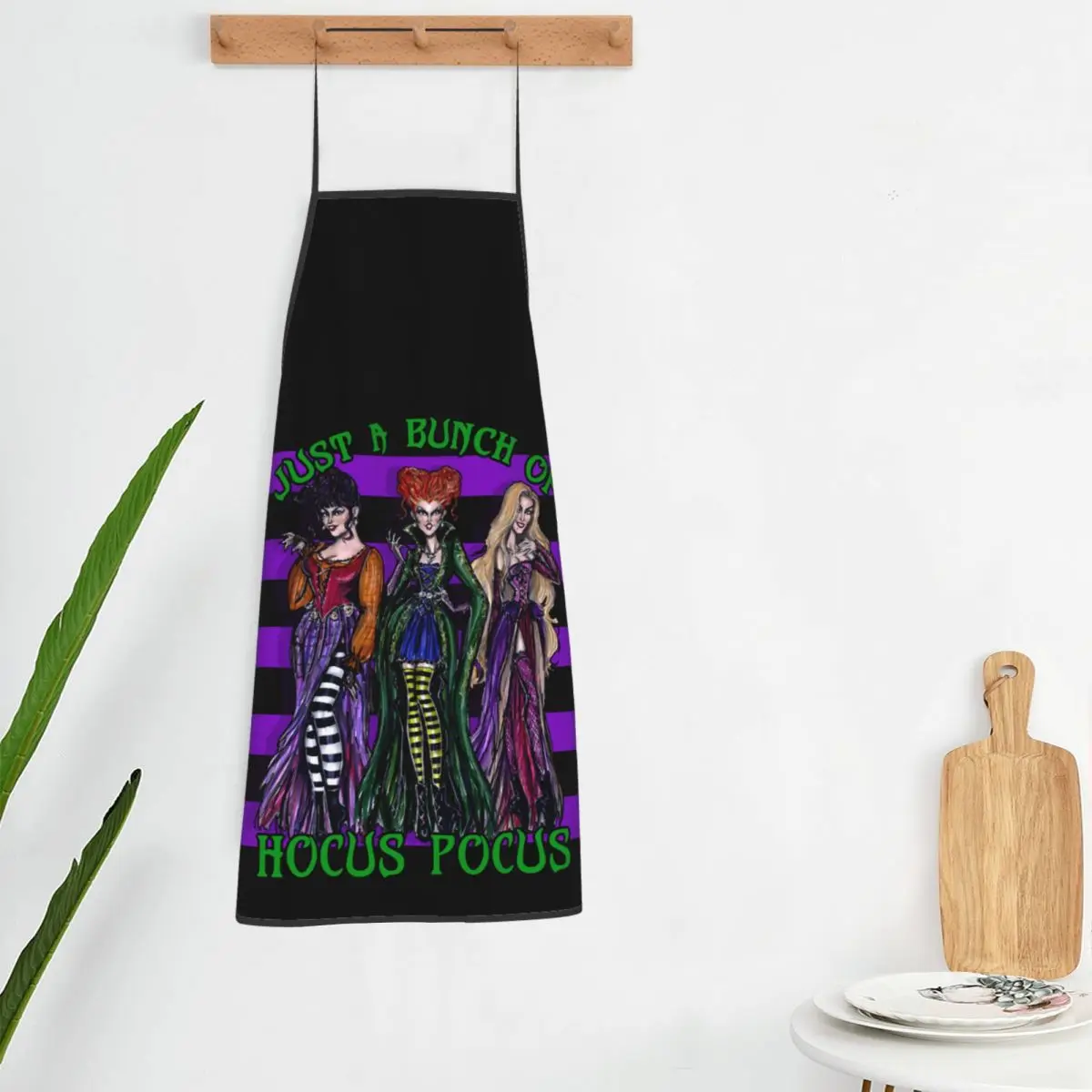 Custom Hocus Pocus Halloween Witches Aprons for Men Women Adult Unisex Kitchen Chef Bib Tablier Cuisine Cooking Baking Painting