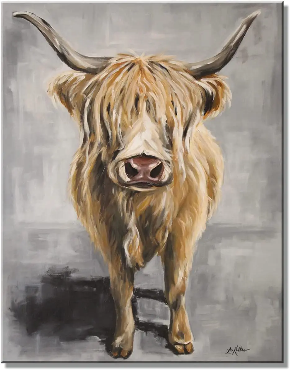 Desperate Enterprises Highland Cow Tin Sign - Nostalgic Vintage Metal Wall Decor Made in USA