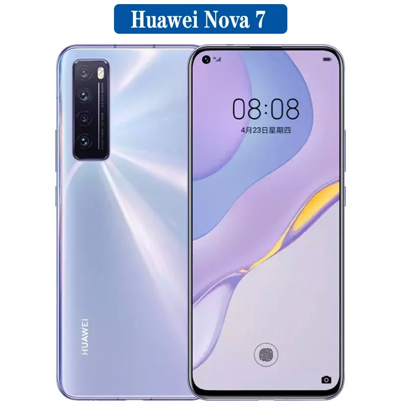 Huawei Nova 7 5G Kirin 985 8GB RAM 128GB 256GB ROM SmartPhone 64MP Quad Rear Cameras 4000mAh 40W SuperCharger Android used phone