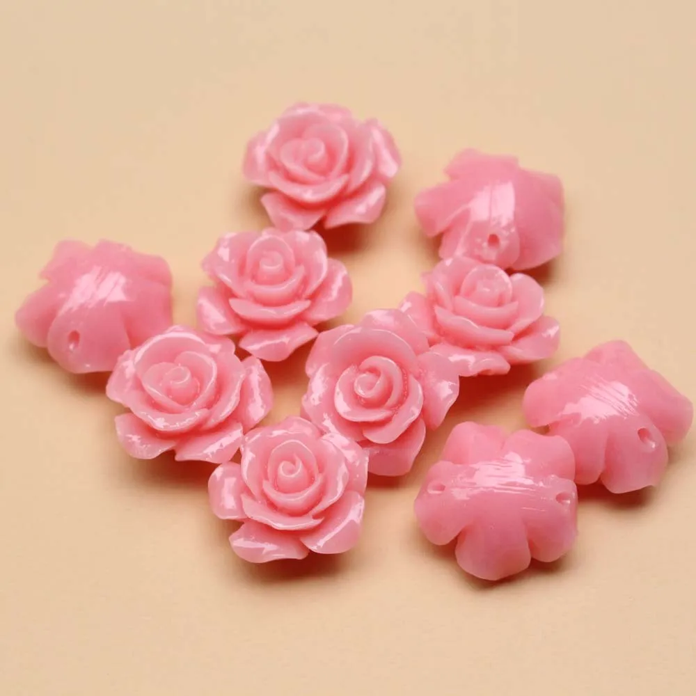 Hanyuanbeads 15mm camélia artificial coral flor contas soltas cabochão rosa branco multi-cor para fazer jóias pulseira