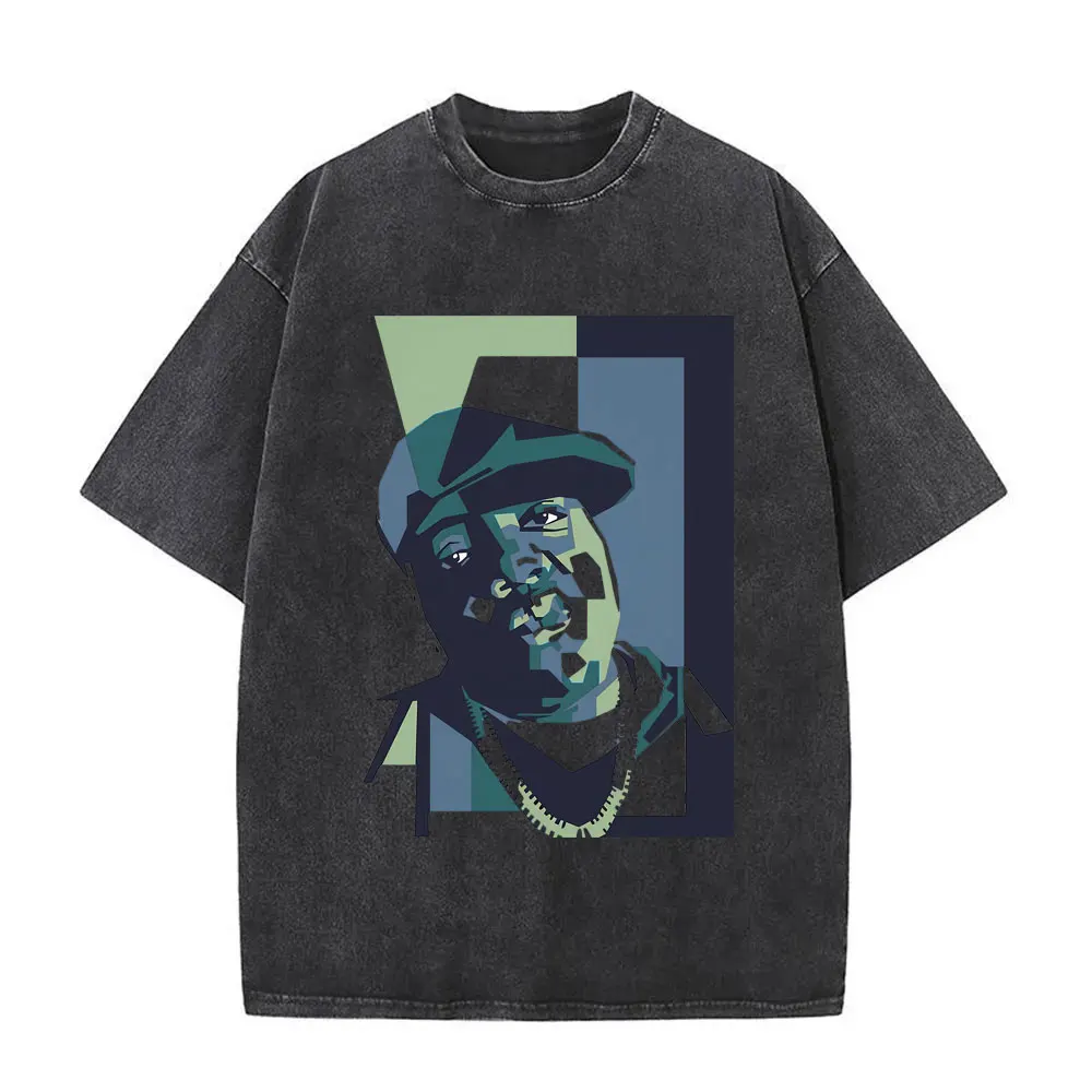 Rapper The Notorious Big Graphic Vintage Washed Tshirt Biggie Smalls Merch T Shirts Men Women Fashion Hip Hop Oversized T-shirt