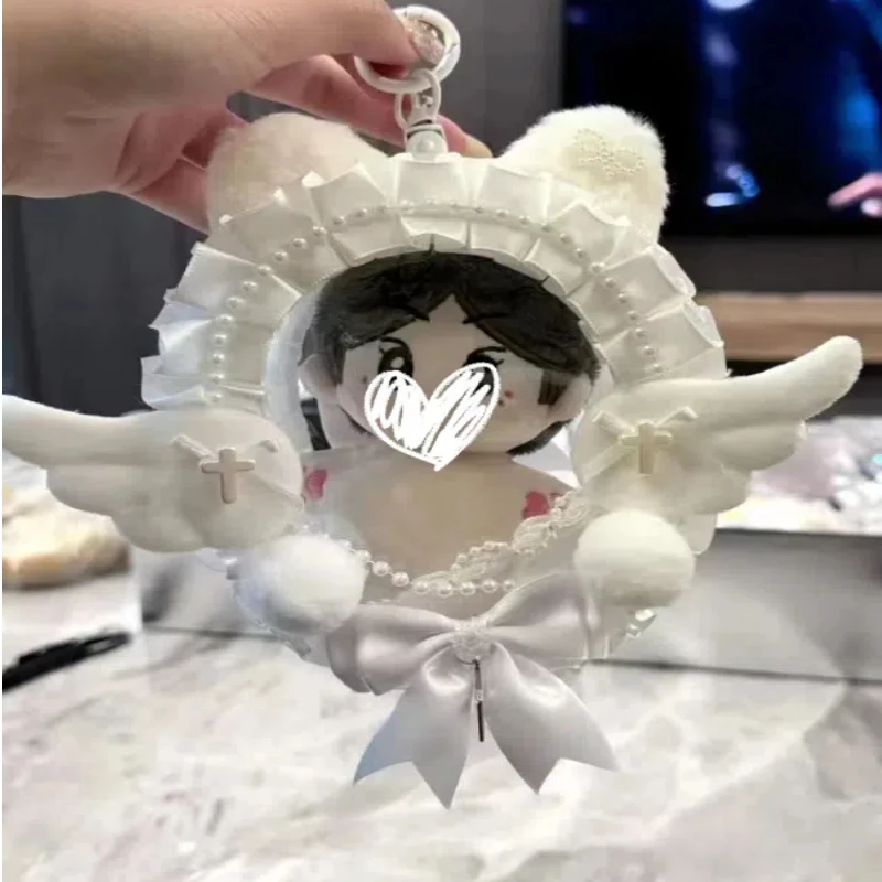 Borsa per bambola da esposizione Borsa trasparente per figura trasparente da 10 cm con portachiavi Kpop Organizzatore da appendere per riporre piccole bambole portatili