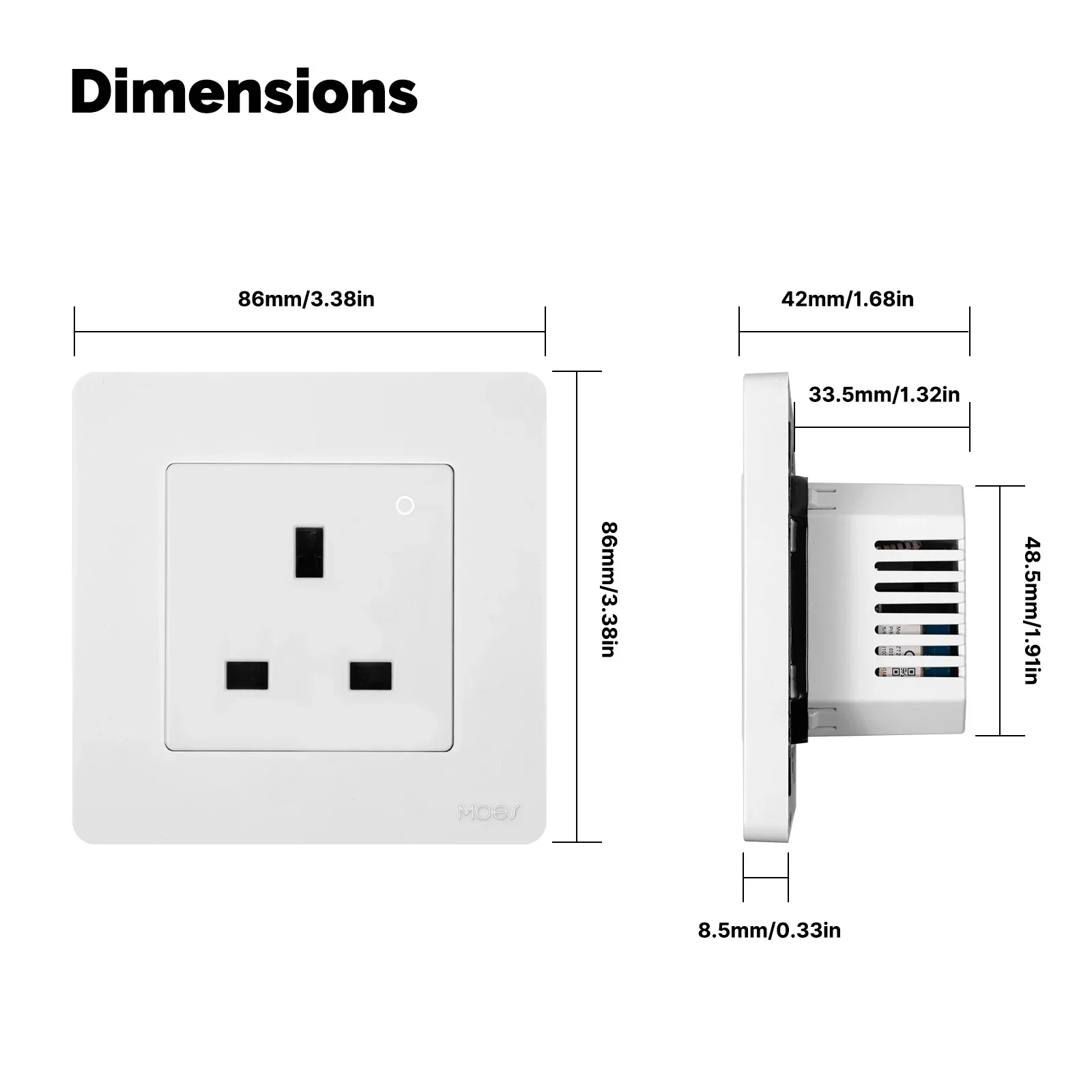 MOES Tuya ZigBee Умная розетка Великобритания Настенная встроенная розетка Монитор энергии Индикатор Приложение Дистанционное управление Голосовое управление Alexa Google Home