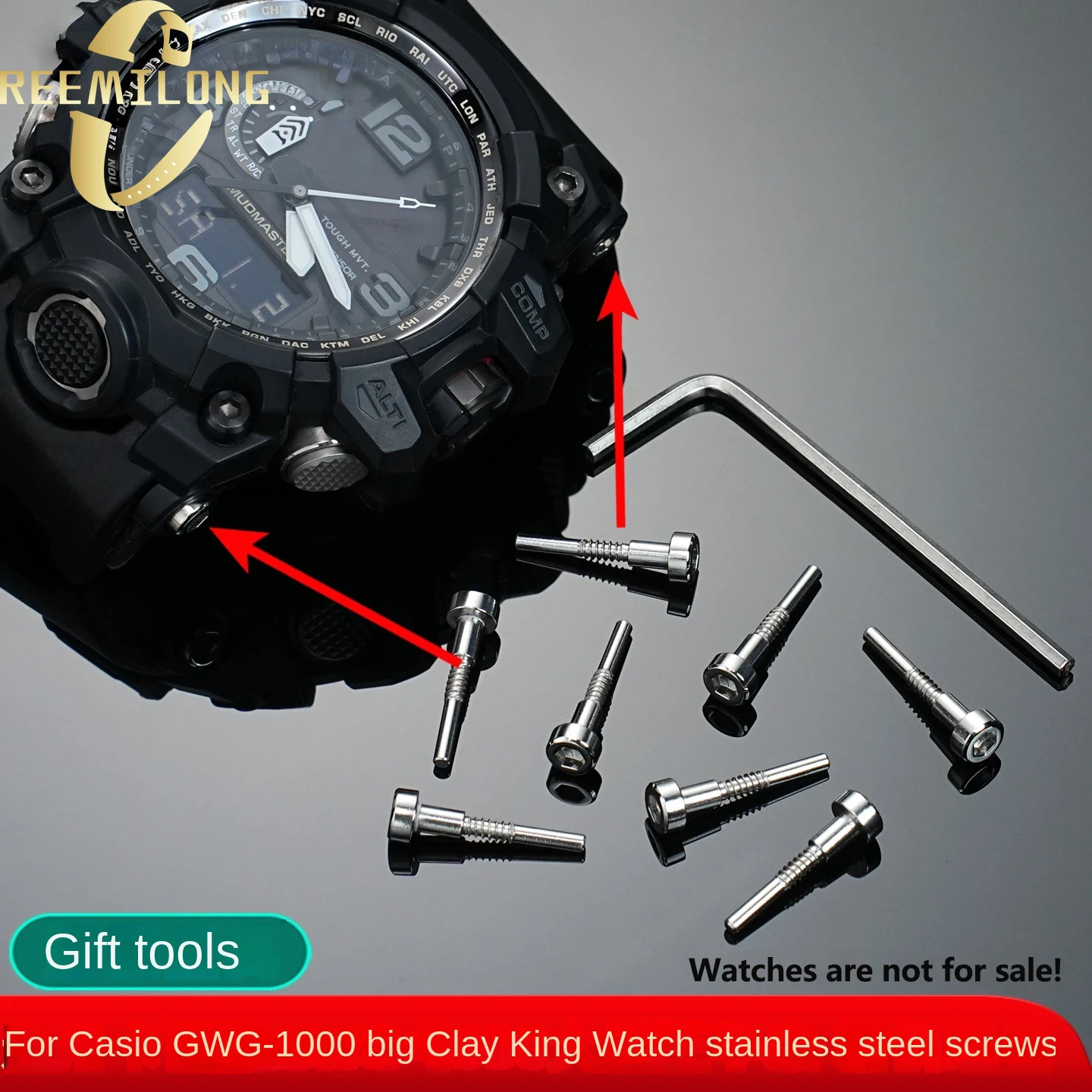 Watch screw accessories for Casio watch GWG-1000 Big Mud King fixed strap screw side case screw connecting rod repair parts
