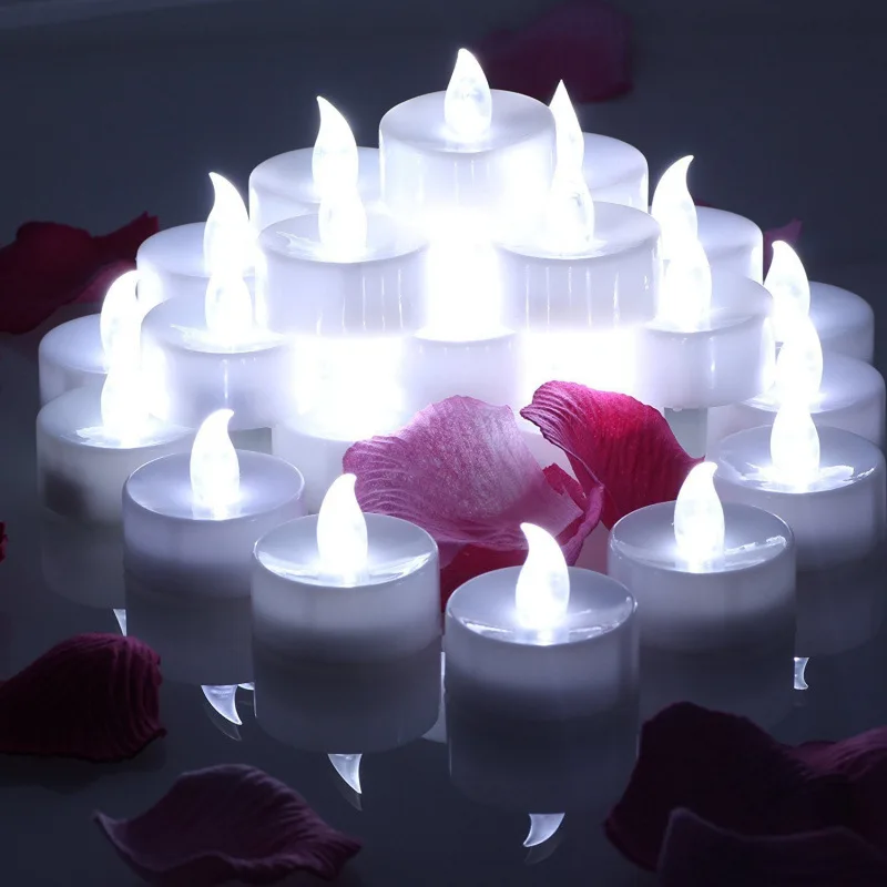 12 velas LED para festivales, Navidad, fiesta de Halloween, boda, decoración del hogar, velas blancas cálidas, amarillas y blancas frías