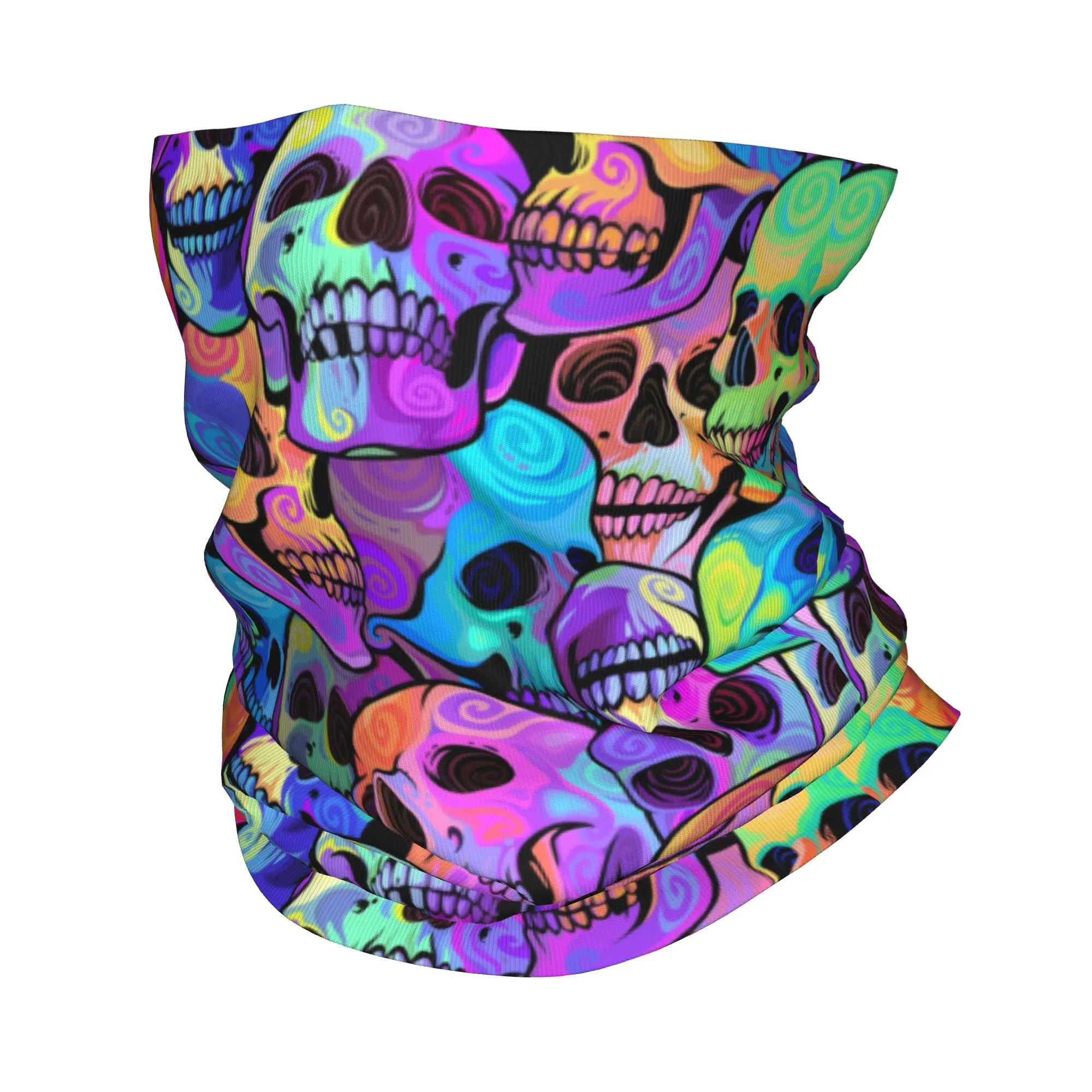 Colorful Horror Skeleton Gothic SKull Bandana Neck Warmer Women Men Winter Ski Tube Scarf Gaiter  Face Cover