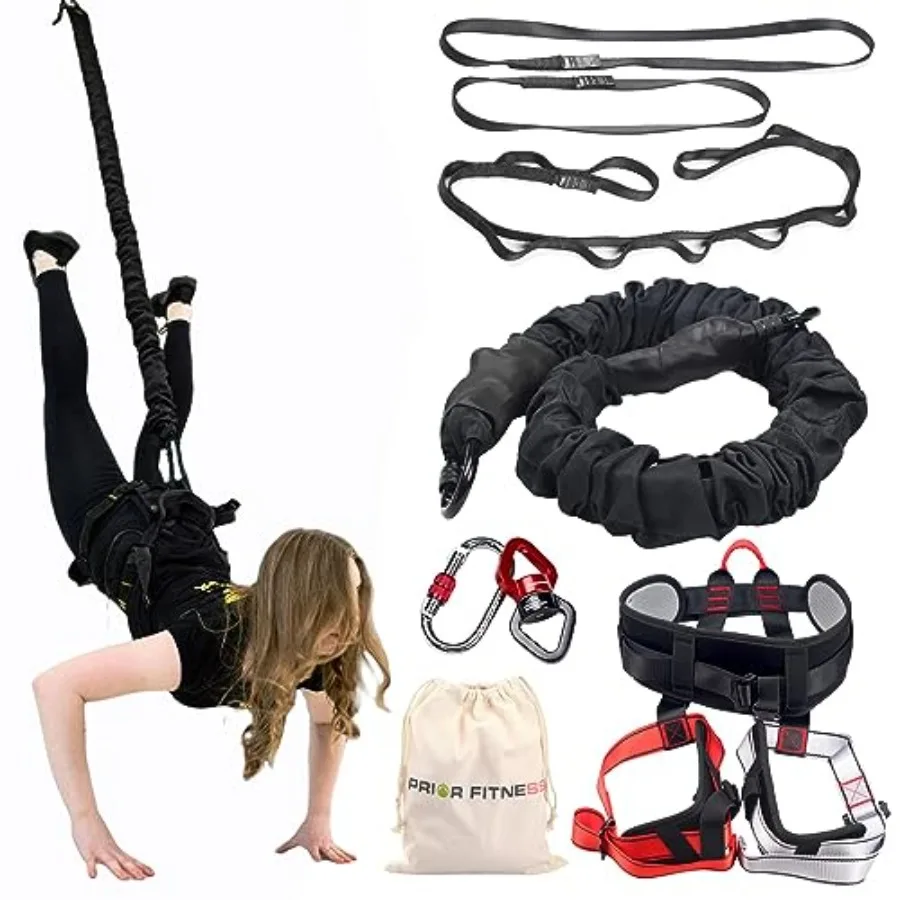 Set de Fitness Bungee para Air Dance y Yoga: Cuerda de Nailon Resistente de Color Negro, Alta Elasticidad para Gimnasio en Casa y Profesionales