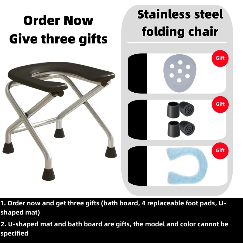 مرحاض من الفولاذ المقاوم للصدأ، طقم مجاني مكون من 3 قطع (وسادة مقعد + وسادة قدم + لوح حمام)، حامل عالي ومستقر، يمكن استخدامه في المرحاض والاستحمام، مناسب للاستخدام الخارجي والداخلي، مناسب لسيناريوهات متعددة