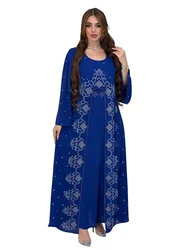 Eid Jalabiya-vestido de fiesta musulmán Abaya para mujer, conjunto de piezas falsas árabes, bata elegante para Ramadán, Abayas