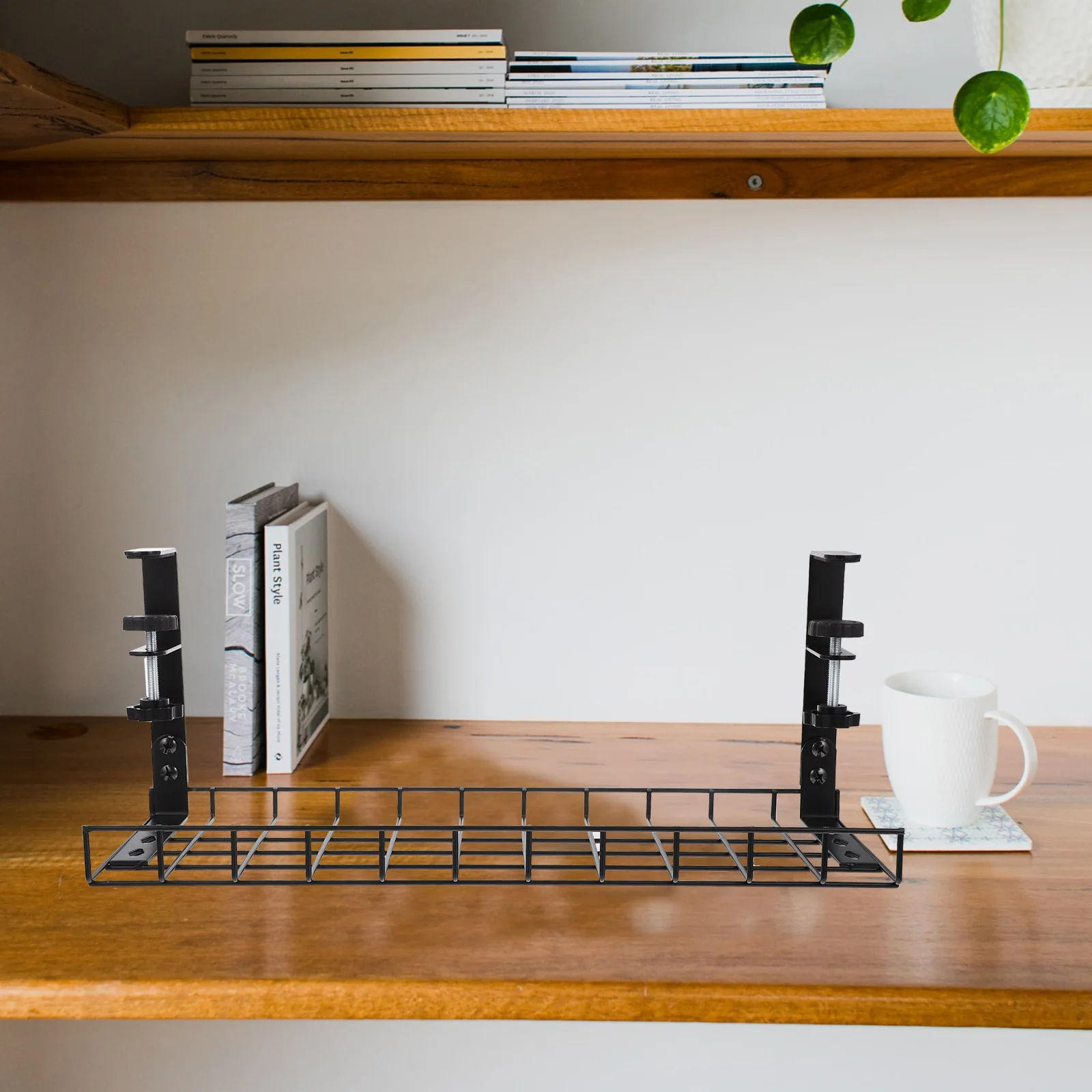 

1pc Under Desk Cable Management Rack Compact Wire Organizer Tray For Surge Protectors Power Strips No Drill Installation Cable