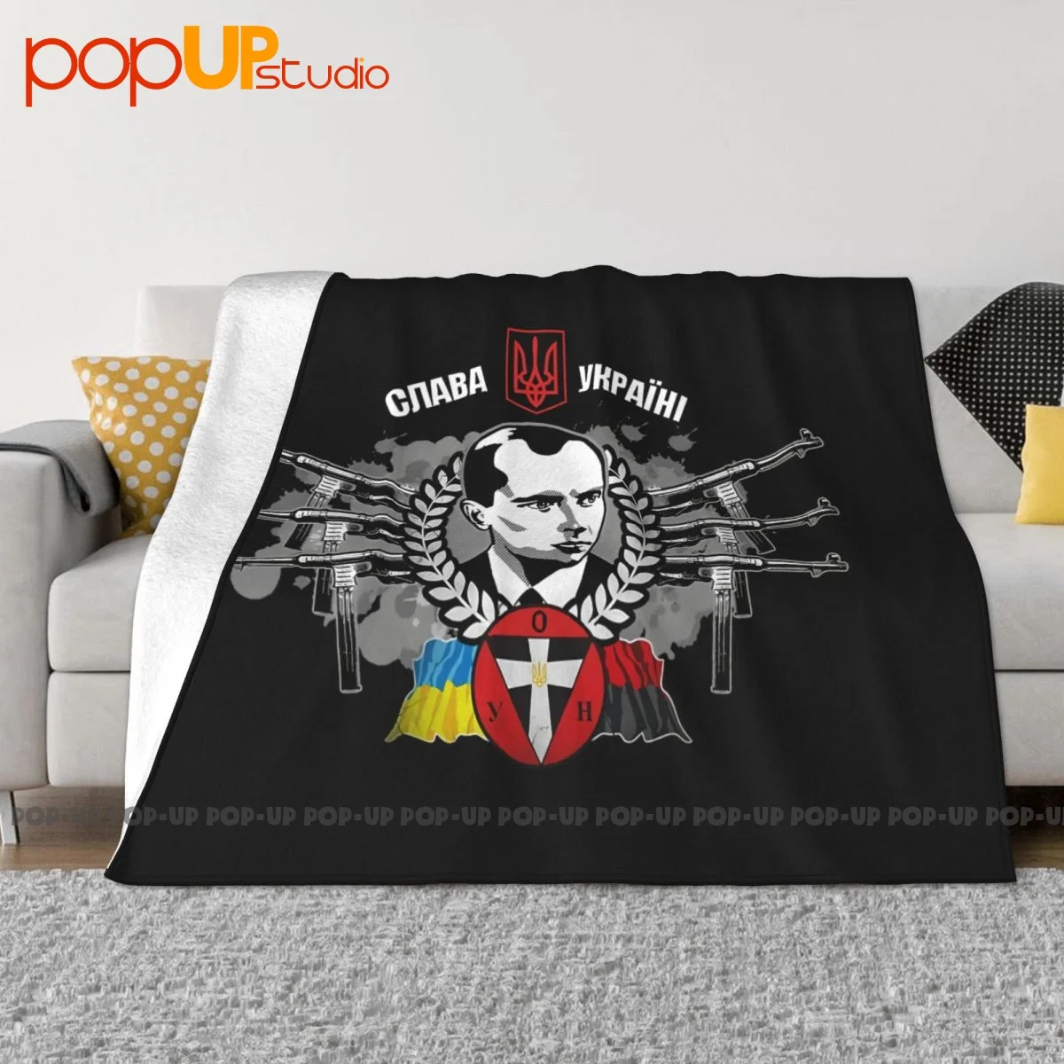 Ukrainian Insurgent Army (Stepan Bandera) Blanket Casual Sofa Bed Lightweight Faux Fur Throw Home Decotation